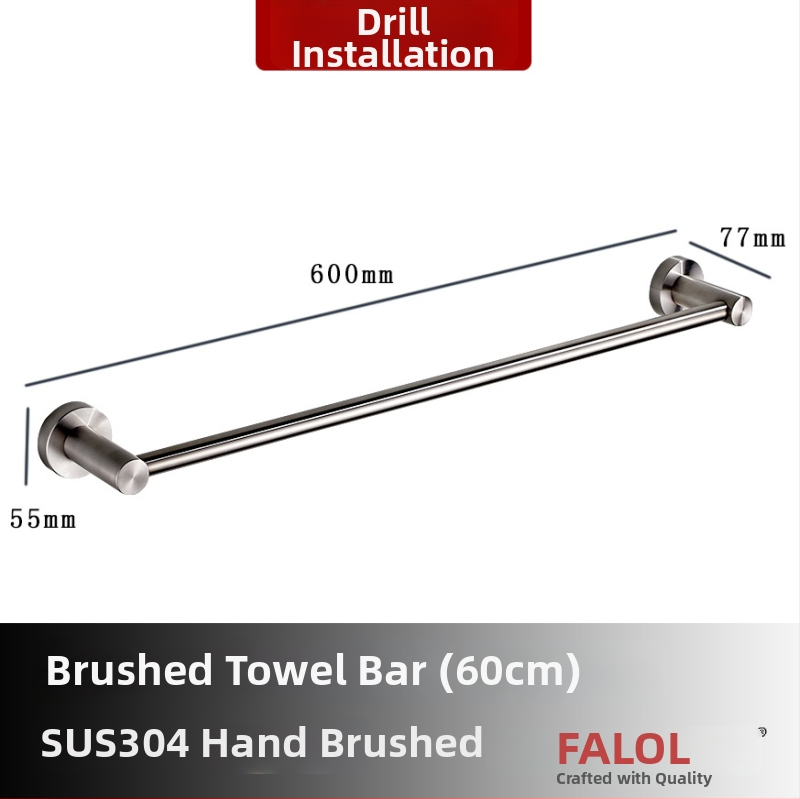 Seininis rankšluosčių laikiklis iš 304 nerūdijančio plieno, paviršius: ranka šlifuota/veidrodiškai blizgantis, apkrova 20 kg, vieno sluoksnio, šiuolaikiškas stilius