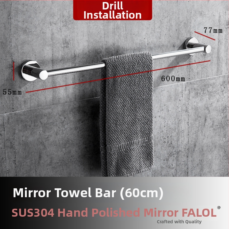 Seininis rankšluosčių laikiklis iš 304 nerūdijančio plieno, paviršius: ranka šlifuota/veidrodiškai blizgantis, apkrova 20 kg, vieno sluoksnio, šiuolaikiškas stilius