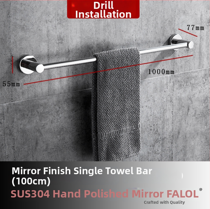 Seininis rankšluosčių laikiklis iš 304 nerūdijančio plieno, paviršius: ranka šlifuota/veidrodiškai blizgantis, apkrova 20 kg, vieno sluoksnio, šiuolaikiškas stilius