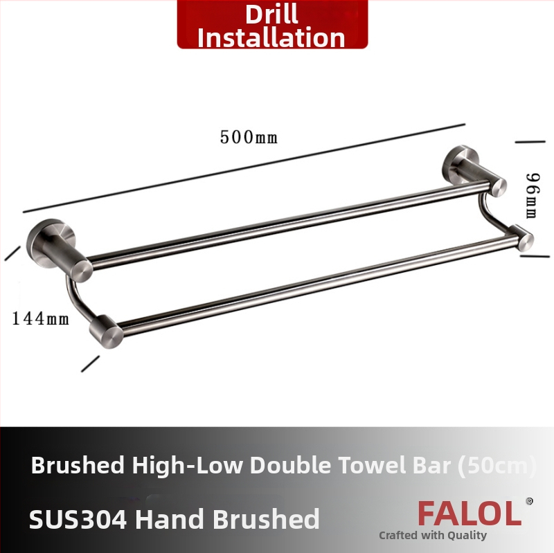 Seininis rankšluosčių laikiklis iš 304 nerūdijančio plieno, paviršius: ranka šlifuota/veidrodiškai blizgantis, apkrova 20 kg, vieno sluoksnio, šiuolaikiškas stilius