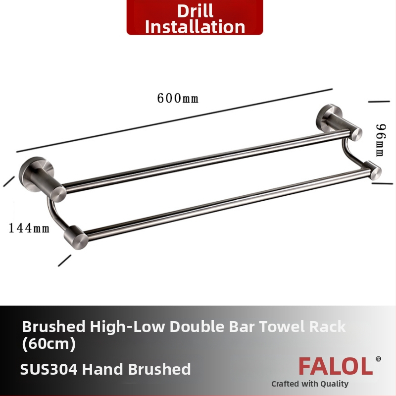 Seininis rankšluosčių laikiklis iš 304 nerūdijančio plieno, paviršius: ranka šlifuota/veidrodiškai blizgantis, apkrova 20 kg, vieno sluoksnio, šiuolaikiškas stilius