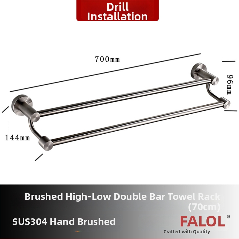 Seininis rankšluosčių laikiklis iš 304 nerūdijančio plieno, paviršius: ranka šlifuota/veidrodiškai blizgantis, apkrova 20 kg, vieno sluoksnio, šiuolaikiškas stilius