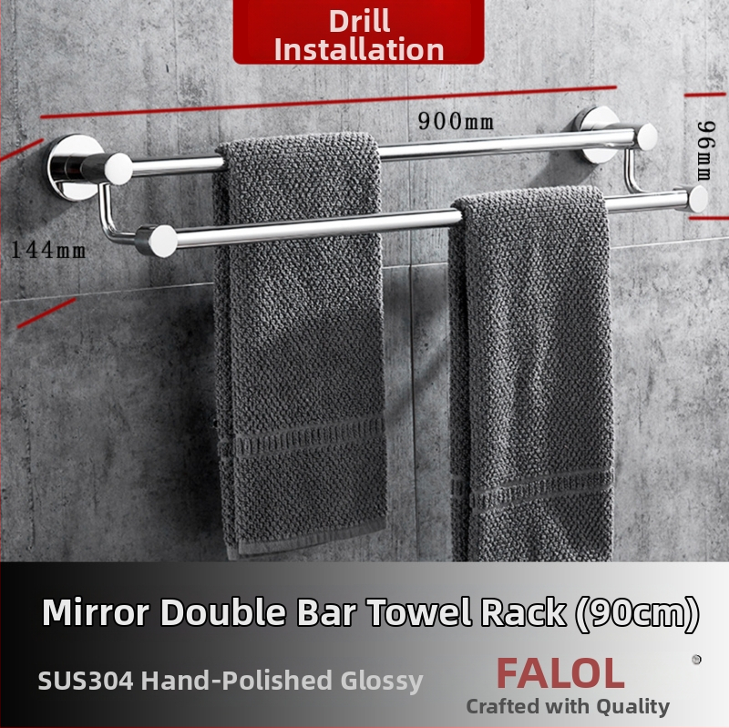 Seininis rankšluosčių laikiklis iš 304 nerūdijančio plieno, paviršius: ranka šlifuota/veidrodiškai blizgantis, apkrova 20 kg, vieno sluoksnio, šiuolaikiškas stilius