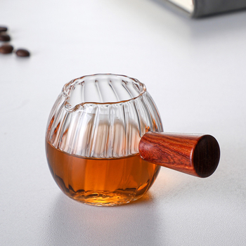 Stiklinė mažoji pieno taurelė, rankų pūtimo stiklo su medine rankenele, 70 ml talpa, borosilikato stiklas, kūrybinis stilius, prekinis ženklas wujaiwu, tinkama namų kavai