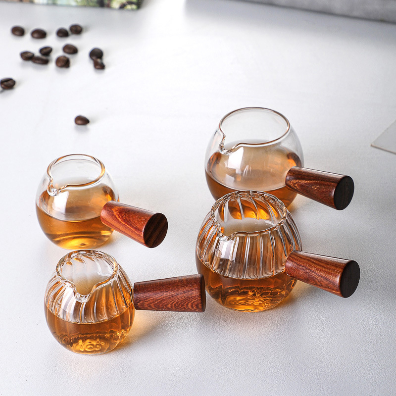 Stiklinė mažoji pieno taurelė, rankų pūtimo stiklo su medine rankenele, 70 ml talpa, borosilikato stiklas, kūrybinis stilius, prekinis ženklas wujaiwu, tinkama namų kavai