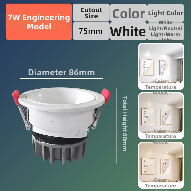 LED sieninis šviestuvas, įmontuotas, anti-glare, CRI≥90, 220V, aliuminio korpusas