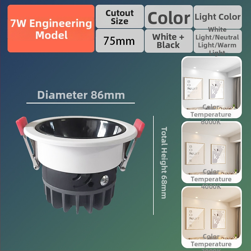 LED sieninis šviestuvas, įmontuotas, anti-glare, CRI≥90, 220V, aliuminio korpusas