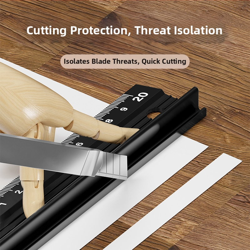 Cassiolo alumīnija sakausējuma lineāls – biezs korpuss, aizsargmala, zīmēšanas vadlīnija