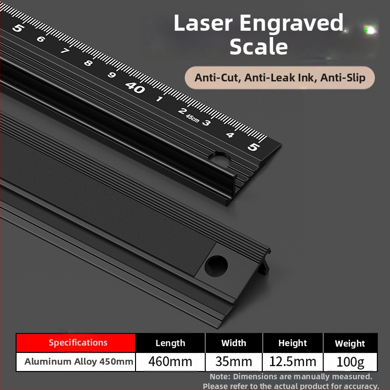 Cassiolo aliuminio lydinio liniuotė piešiniams – sutirštėtas korpusas, apsauginis kraštas, piešimo vadovas