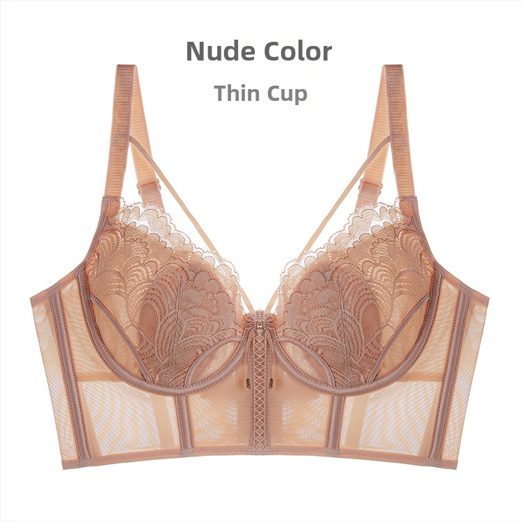 Moterų liemenėlė su triušio ausimis prancūziško stiliaus, 3/4 puodelio, ultra plonas mold puodelis, fiksuoti dvigubi petys, viršutinė atrama, tinklinis audinys, pagrindinė sudėtis 80–90%