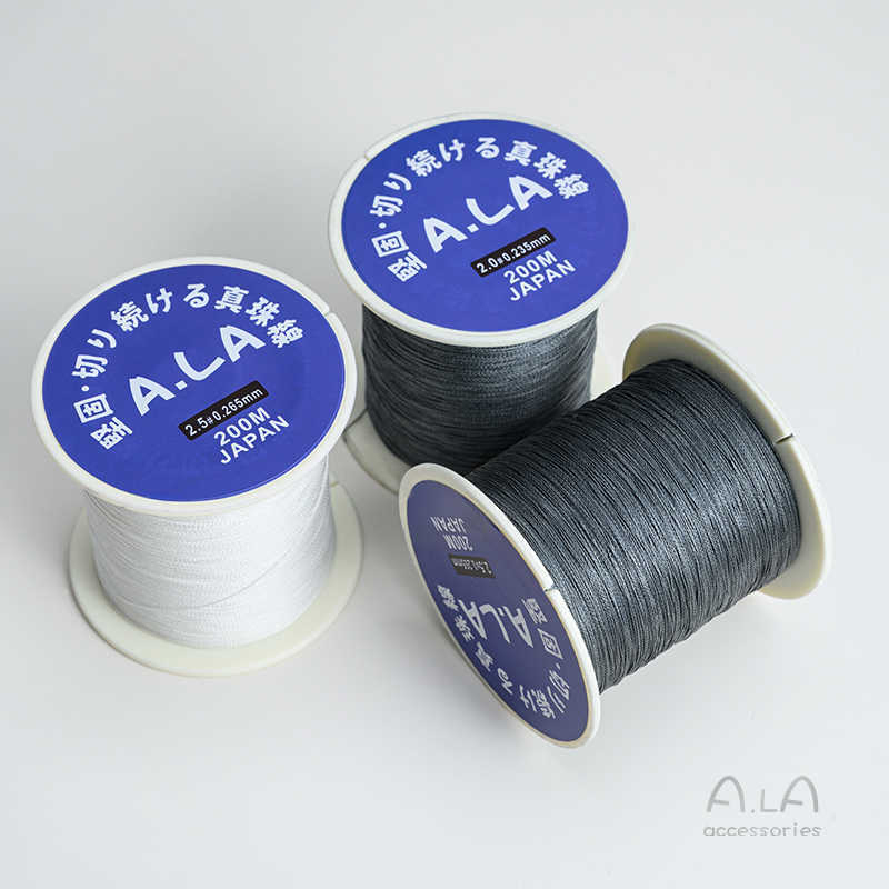 Gyöngy ékszerekhez való gyöngyfonal – kopásálló, kézzel szőtt kötél, vékony fonal nagy tekercsen