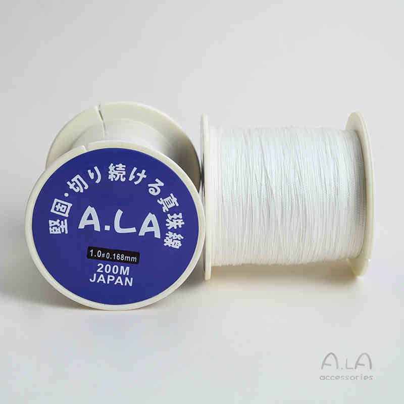 Gyöngy ékszerekhez való gyöngyfonal – kopásálló, kézzel szőtt kötél, vékony fonal nagy tekercsen