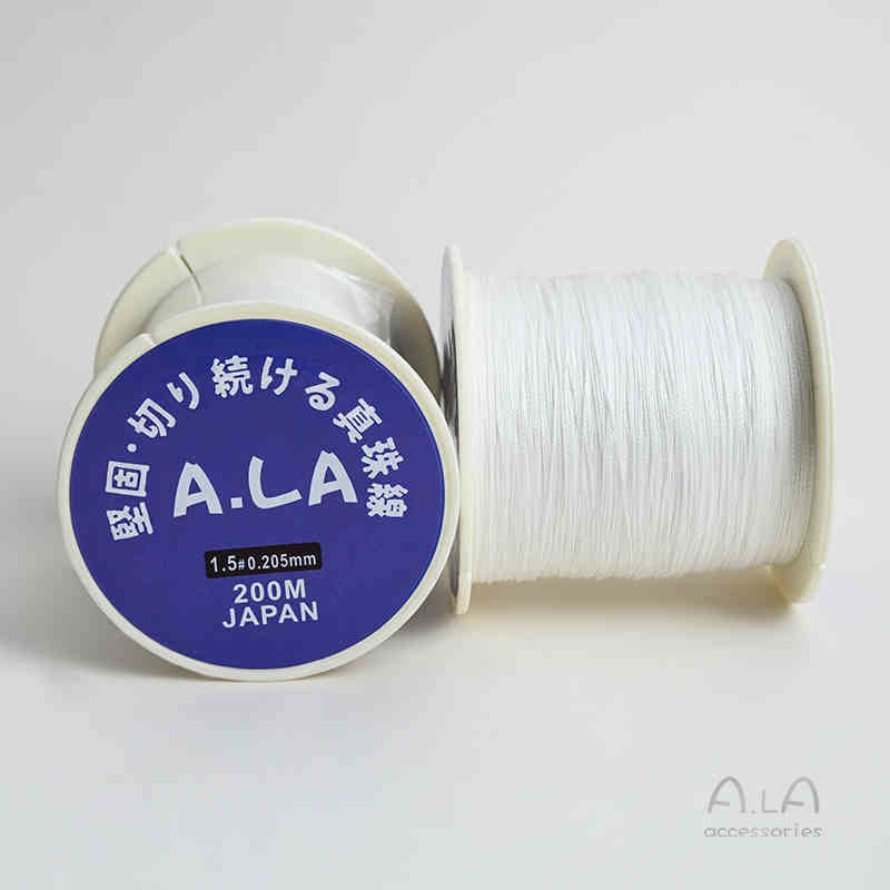 Gyöngy ékszerekhez való gyöngyfonal – kopásálló, kézzel szőtt kötél, vékony fonal nagy tekercsen