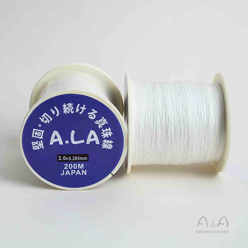 Gyöngy ékszerekhez való gyöngyfonal – kopásálló, kézzel szőtt kötél, vékony fonal nagy tekercsen