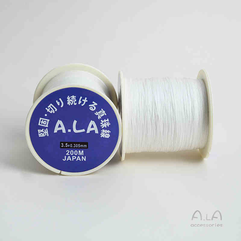 Gyöngy ékszerekhez való gyöngyfonal – kopásálló, kézzel szőtt kötél, vékony fonal nagy tekercsen