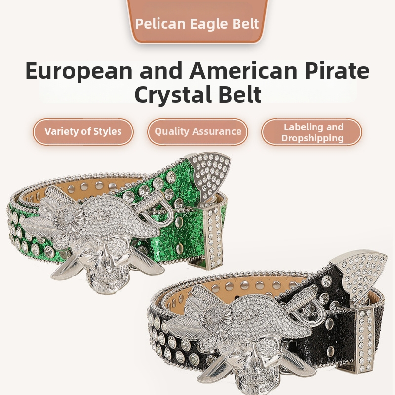 Kristalų punk juosta – PU oda, lydinio sagtis, užsegimas su smeigtuku, plotis 2–4 cm, elektroplatinimas