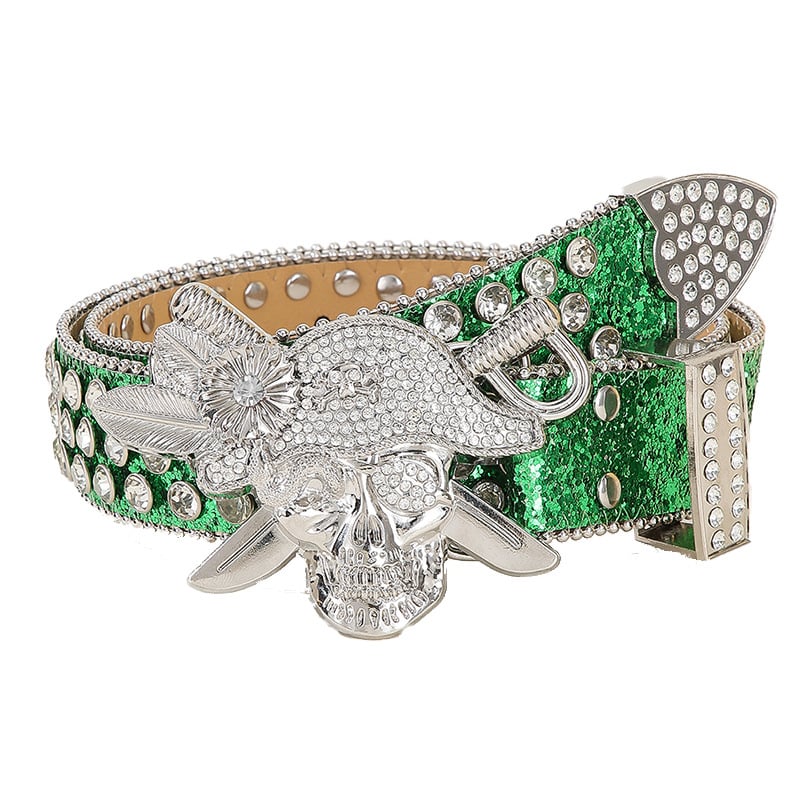 Curea cu strasuri în stil punk – piele PU, cataramă din aliaj, închidere cu pin, lățime 2–4 cm, electroplată