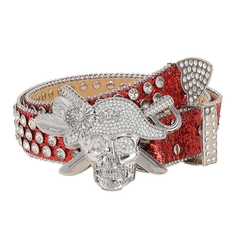 Curea cu strasuri în stil punk – piele PU, cataramă din aliaj, închidere cu pin, lățime 2–4 cm, electroplată