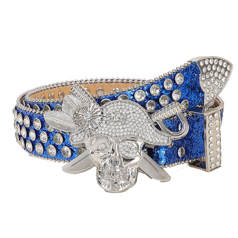 Curea cu strasuri în stil punk – piele PU, cataramă din aliaj, închidere cu pin, lățime 2–4 cm, electroplată