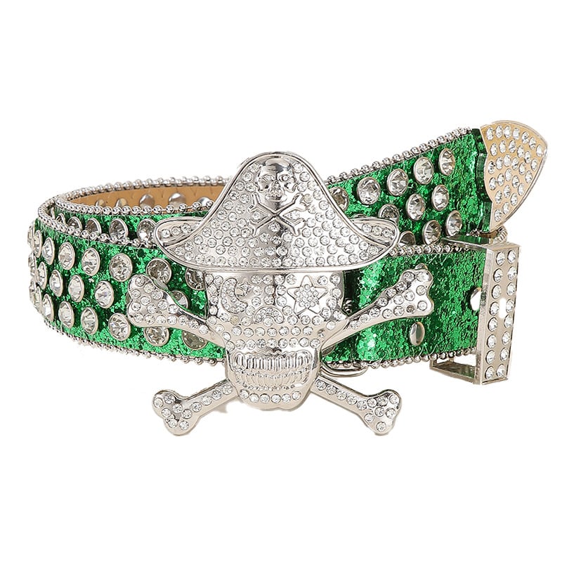 Curea cu strasuri în stil punk – piele PU, cataramă din aliaj, închidere cu pin, lățime 2–4 cm, electroplată