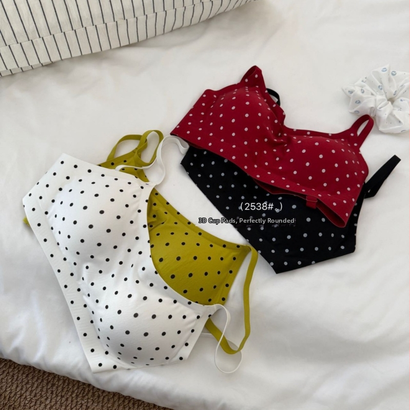 Set grudnjaka od najlona, retro točkasti uzorak, 3/4 košarica, V-izrez, stražnja dvostruka kopča