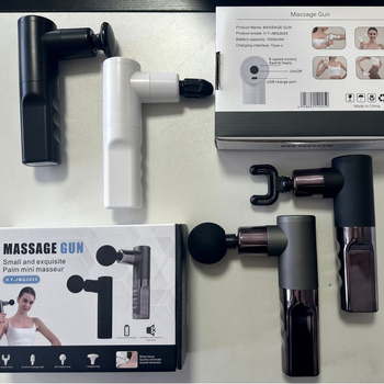 Mini prijenosni fascia gun masažer, 4 glave, brush motor, ugrađena baterija 1200–2000 mAh, zvuk ispod 36 dB