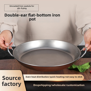 Tava od željeza s dvije ručke, bez premazivanja, ravno dno, dubina 5 cm, pogodno za plinske i indukcijske ploče