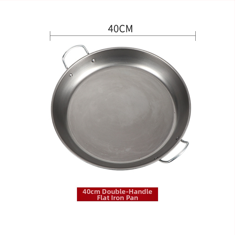 Tava od željeza s dvije ručke, bez premazivanja, ravno dno, dubina 5 cm, pogodno za plinske i indukcijske ploče