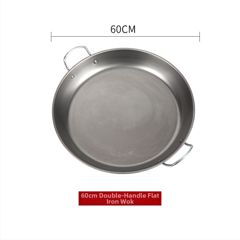 Tava od željeza s dvije ručke, bez premazivanja, ravno dno, dubina 5 cm, pogodno za plinske i indukcijske ploče