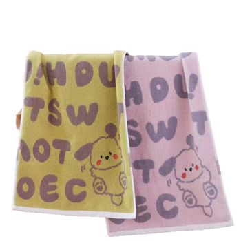 Dječji pamučni ručnik za lice, 32 niti, 50-80 g, izvezeni detalji, jednostavna tkanina, motiv psa