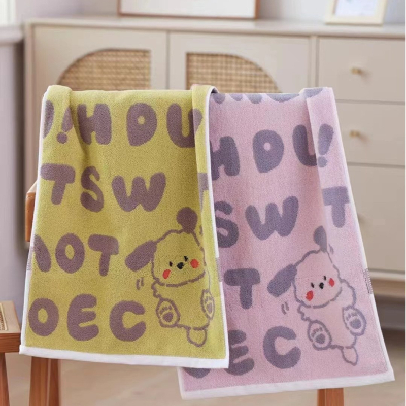 Dječji pamučni ručnik za lice, 32 niti, 50-80 g, izvezeni detalji, jednostavna tkanina, motiv psa