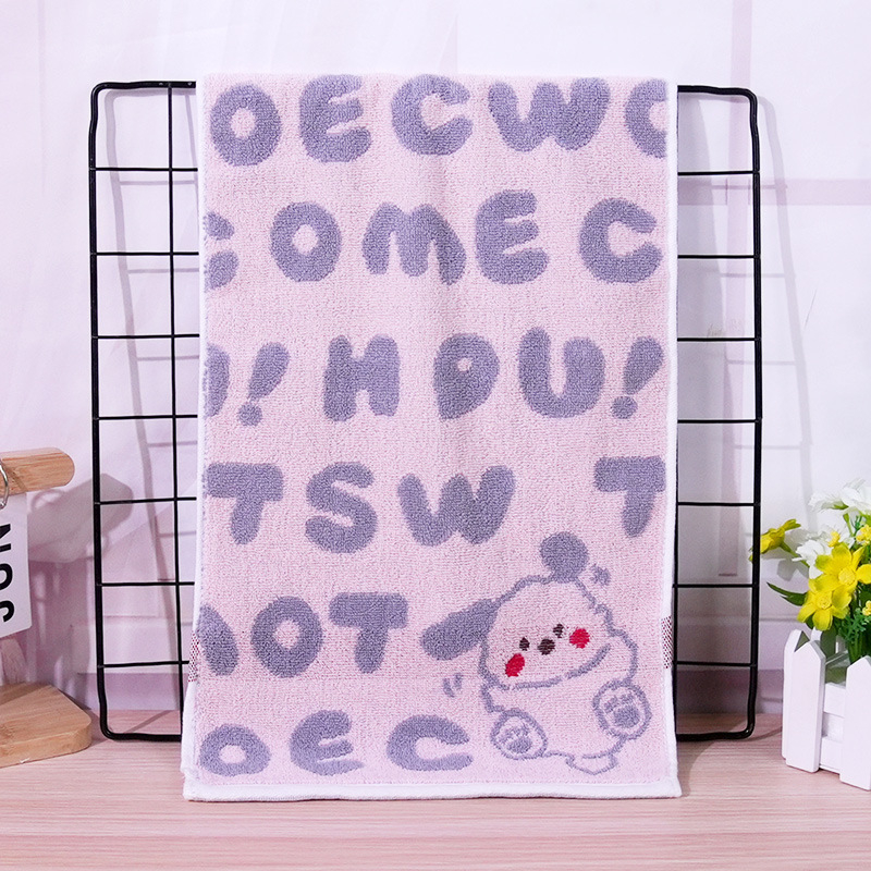 Dječji pamučni ručnik za lice, 32 niti, 50-80 g, izvezeni detalji, jednostavna tkanina, motiv psa