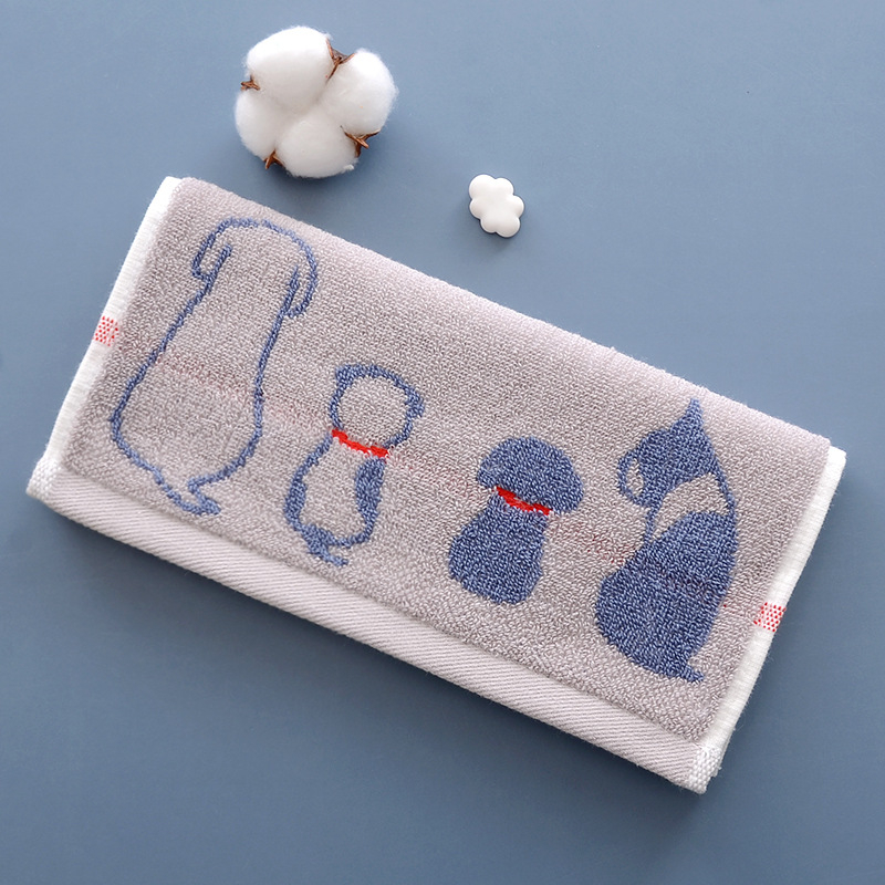 Dječji ručnik za lice s motivom psa, od čiste pamuka, žakard tkanina, 32S pređa, 50–80 g