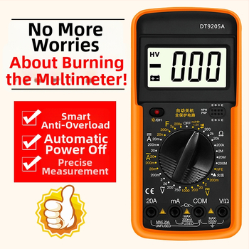 DT9205A Skaitmeninis multimetras su skaitmeniniu ekranu, srovės ir įtampos matavimas, Morning Island, CE sertifikuotas