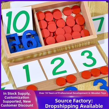 Montessori matematikos ugdymo priemonės: skaičiai ir žetonai ankstyvajai edukacijai, medinis žaislas, vaikams 3–6 metų, intelektinis vystymasis, rankinis mokymasis, interaktyvi žaidimas, tėvų ir vaiko bendravimas