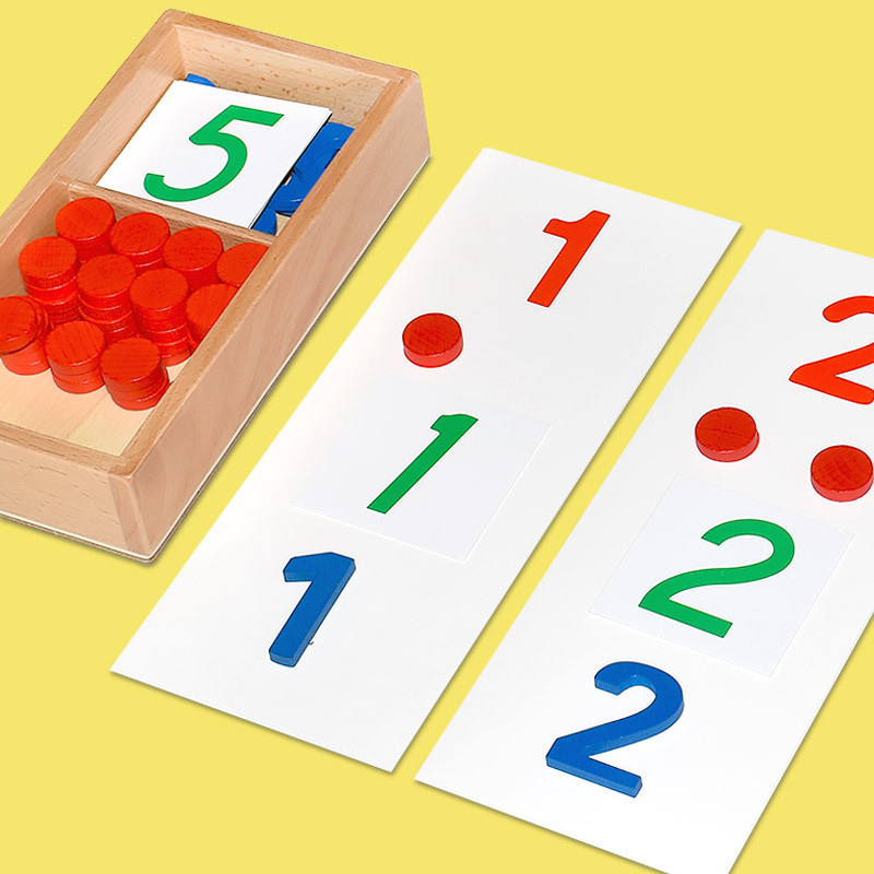 Montessori matematikos ugdymo priemonės: skaičiai ir žetonai ankstyvajai edukacijai, medinis žaislas, vaikams 3–6 metų, intelektinis vystymasis, rankinis mokymasis, interaktyvi žaidimas, tėvų ir vaiko bendravimas