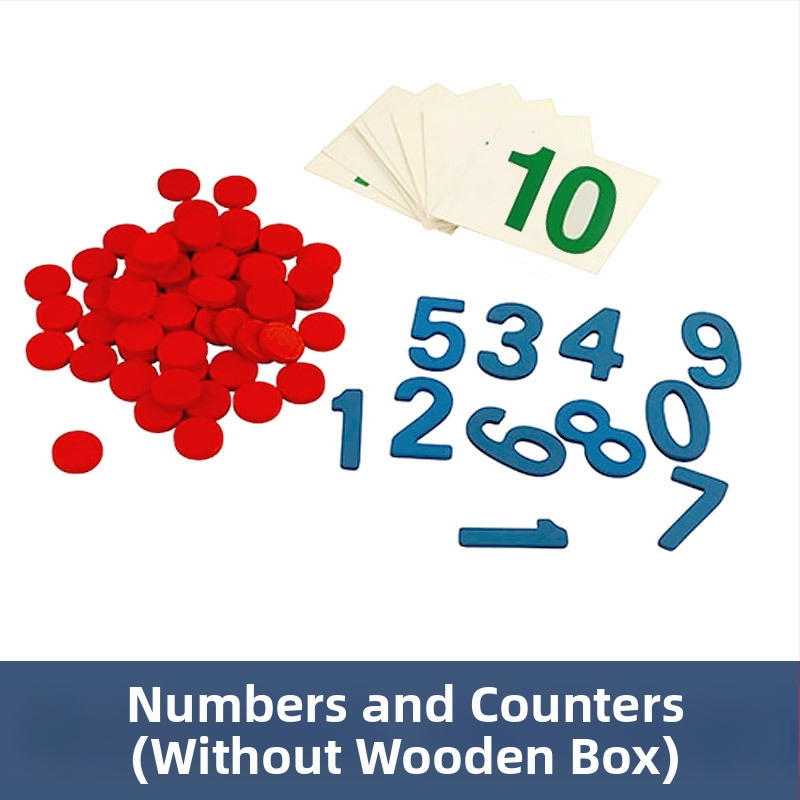 Montessori matematikos ugdymo priemonės: skaičiai ir žetonai ankstyvajai edukacijai, medinis žaislas, vaikams 3–6 metų, intelektinis vystymasis, rankinis mokymasis, interaktyvi žaidimas, tėvų ir vaiko bendravimas