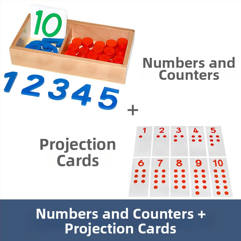 Montessori matematikos ugdymo priemonės: skaičiai ir žetonai ankstyvajai edukacijai, medinis žaislas, vaikams 3–6 metų, intelektinis vystymasis, rankinis mokymasis, interaktyvi žaidimas, tėvų ir vaiko bendravimas