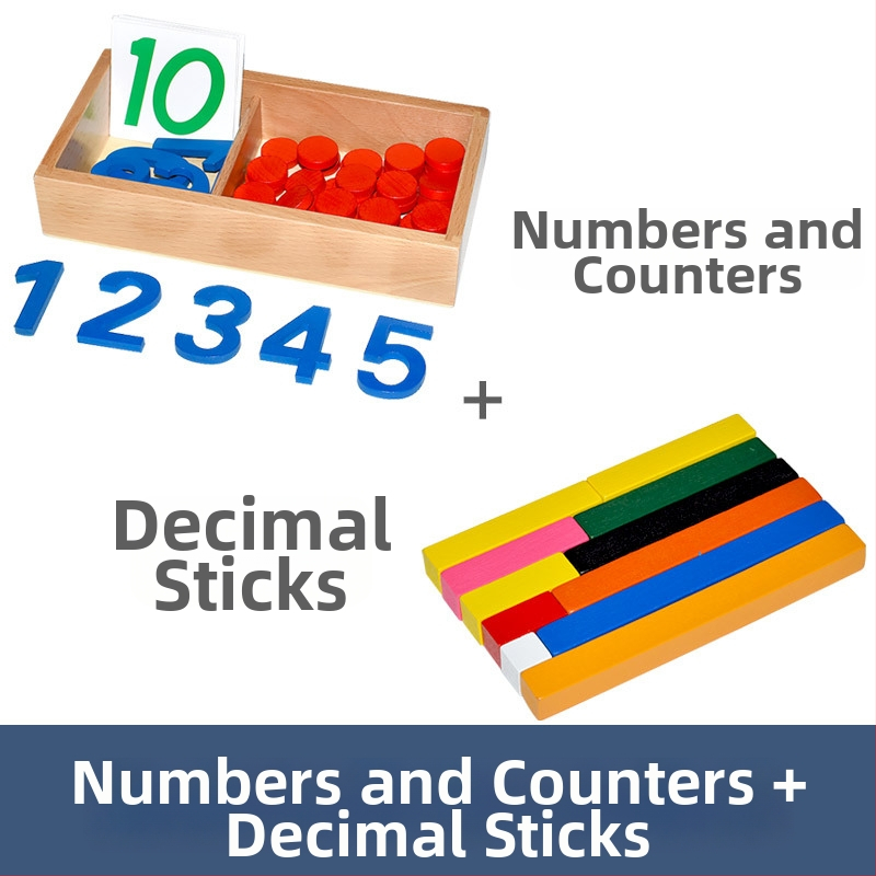 Montessori matematikos ugdymo priemonės: skaičiai ir žetonai ankstyvajai edukacijai, medinis žaislas, vaikams 3–6 metų, intelektinis vystymasis, rankinis mokymasis, interaktyvi žaidimas, tėvų ir vaiko bendravimas