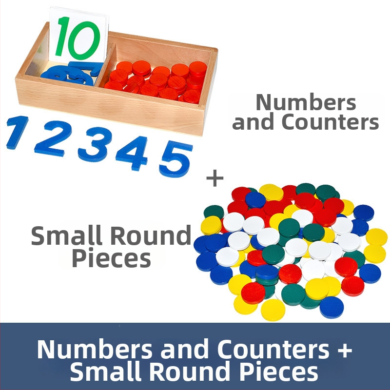 Montessori matematikos ugdymo priemonės: skaičiai ir žetonai ankstyvajai edukacijai, medinis žaislas, vaikams 3–6 metų, intelektinis vystymasis, rankinis mokymasis, interaktyvi žaidimas, tėvų ir vaiko bendravimas