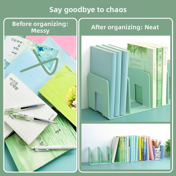 Hua Jie H990 Plastikinis Knygų Laikiklis su Skirstymo Skydeliais – Stalinis Dokumentų ir Knygų Saugojimo Laikiklis