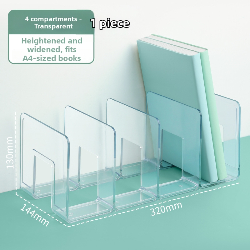 Hua Jie H990 Plastikinis Knygų Laikiklis su Skirstymo Skydeliais – Stalinis Dokumentų ir Knygų Saugojimo Laikiklis
