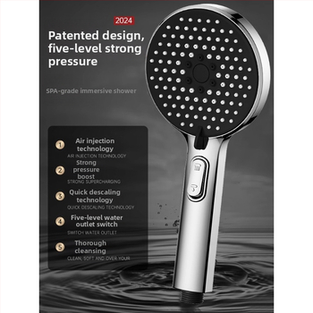 Slėginė dušo galvutė komplektas su purškimo ir masažo funkcijomis, ABS medžiaga, prekės ženklas Home rhyme