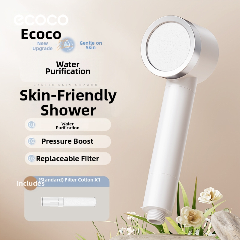 ecoco Dušo galva su slėgiu - ABS, apvali, įmontuota instaliacija, lietaus režimas