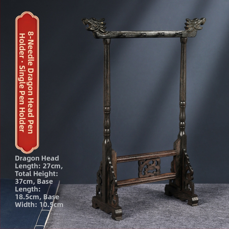 Medinis šepetėlių laikiklis su drakonų galva, 8 adatos, modelis D2987, TT/Tiantian Practice