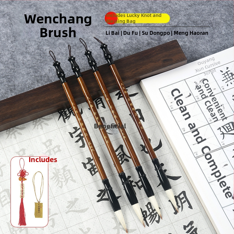 Medinis šepetėlių laikiklis su drakonų galva, 8 adatos, modelis D2987, TT/Tiantian Practice