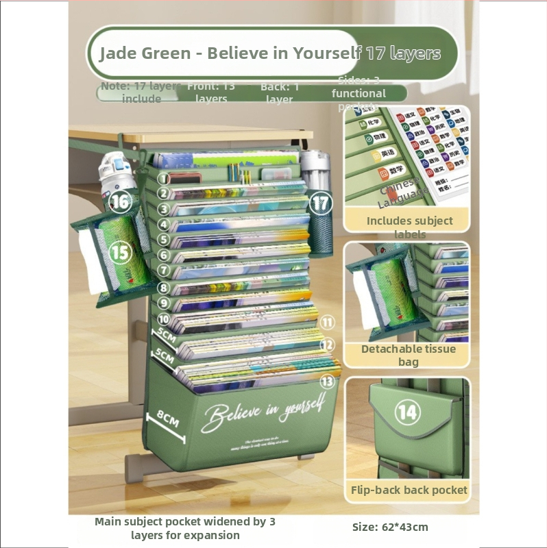 Stalo šoninė knygų krepšys, didelė talpa, Oxford audinys, modelis WQQ-GSF0716-001, 0,5 kg, skirta mokiniams