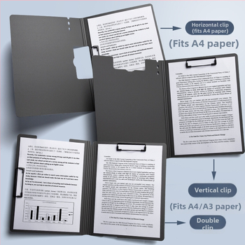 Stora lenta su dvigubu tvirtu klipu, PVC medžiaga, dokumentų laikymui ir rašymui, talpina iki 70 lapų