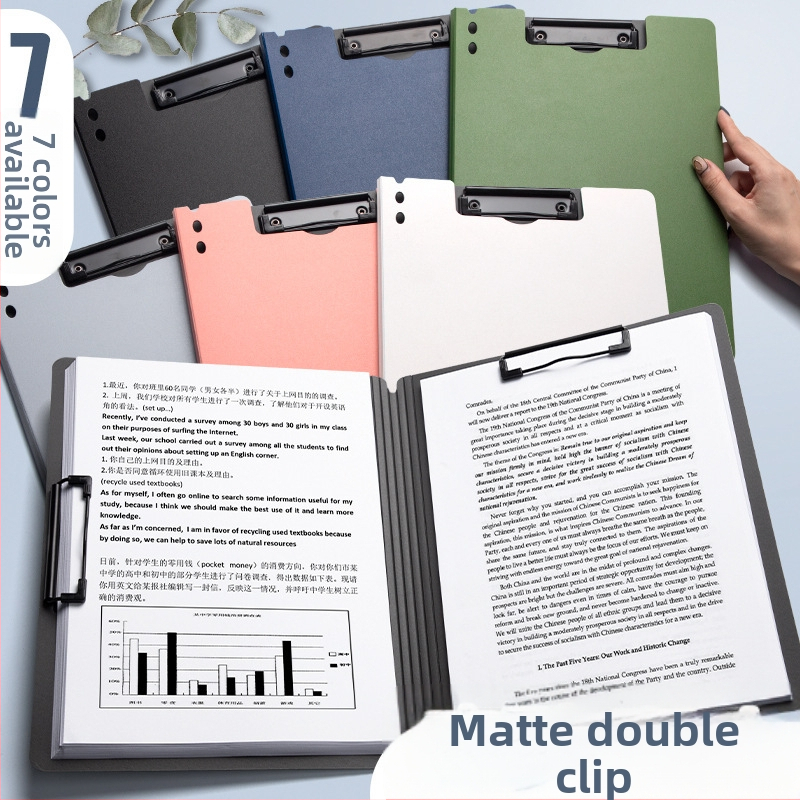 Stora lenta su dvigubu tvirtu klipu, PVC medžiaga, dokumentų laikymui ir rašymui, talpina iki 70 lapų