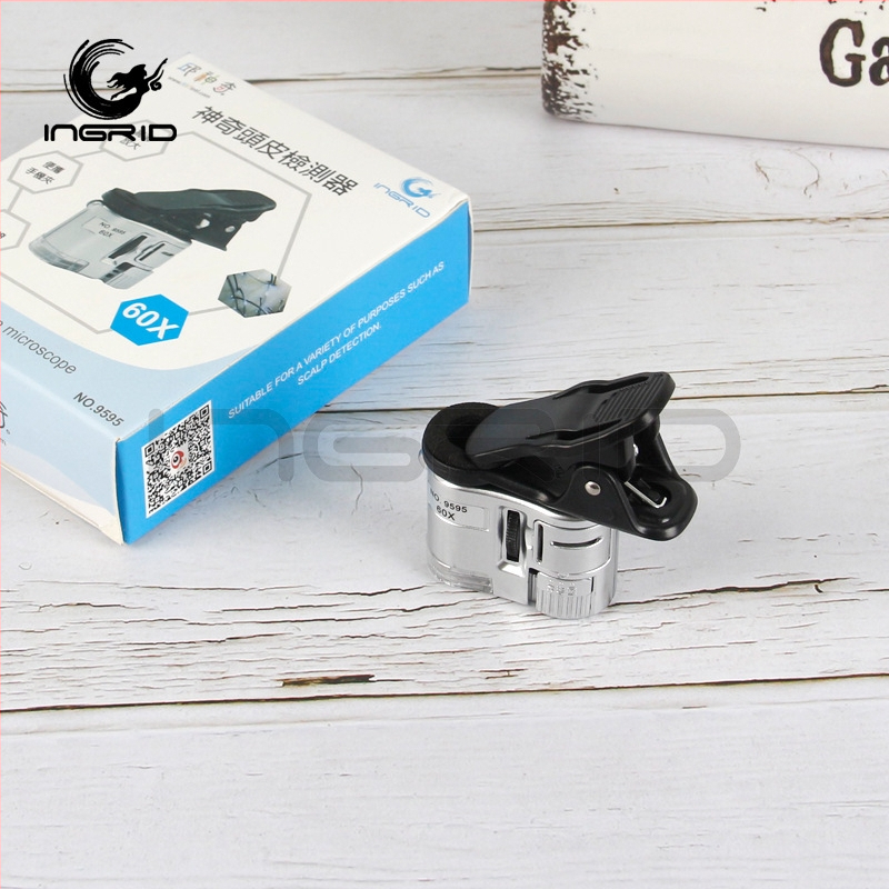 Inge 9595 mobilā telefona piederumi: mikroskops ar 60x palielinājumu galvas ādas pārbaudei, portatīvs